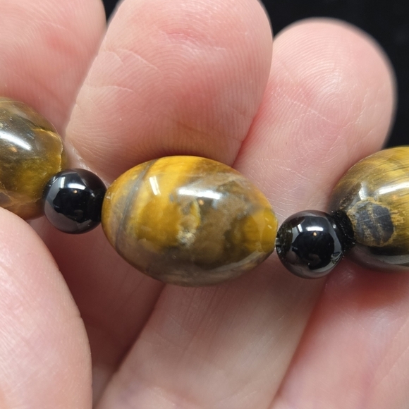 Vintage Tiger Eyes Necklace-2 Pairs of Pierced Earrings Fashionable Brown Swirls - Picture 4 of 11